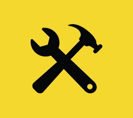 Zdjęcie profilowe z czarnymi narzędziami na żółtym tle